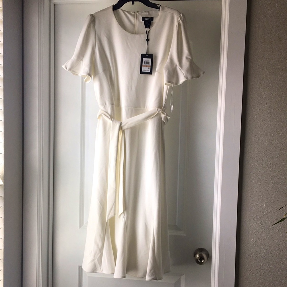 NWT DKNY cream midi dress